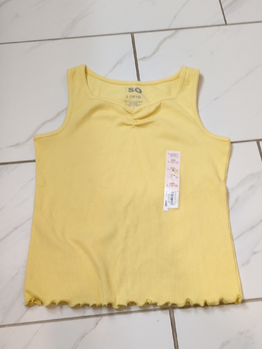 NWT Yellow Ribbed Tank with Ruffle Hem